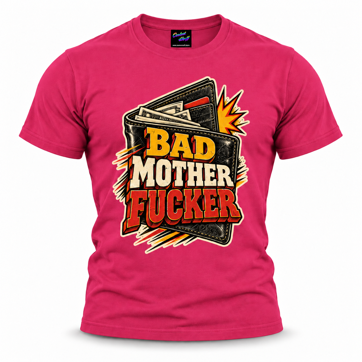 coolest,stuff,tshirt,shirt,tee,unisex,fashion,gift,bold,graphic,apparel,streetwear,casual,badass,wallet,cash,money,bad,mother,fucker,profanity,humor,irreverent,statement,slogan,typography,lettering,retro,distressed,comic,white,red,yellow,black,crewneck,printed,novelty,attitude,rebellious,cinema,cult,pink
