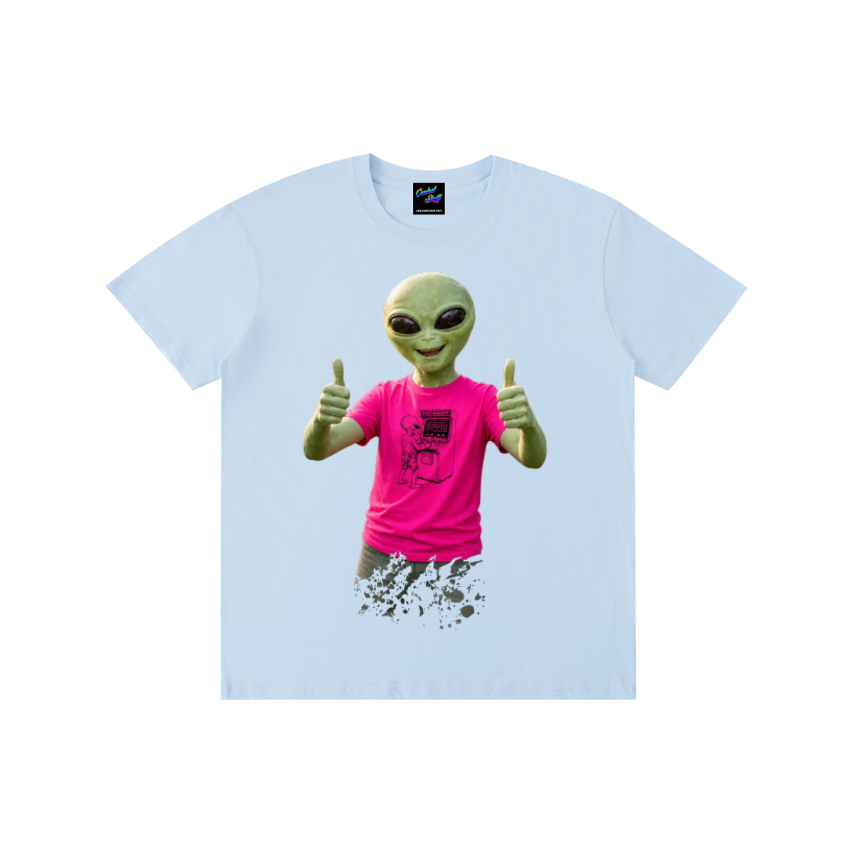 alien,tshirt,funny,shirt,UFO,extraterrestrial,tee,scifi,gamer,thumbsup,space,gift,paranormal,clothing,neon,unique,geek,fashion,nerdy,cool,streetwear,cooles,stuff,game,invader