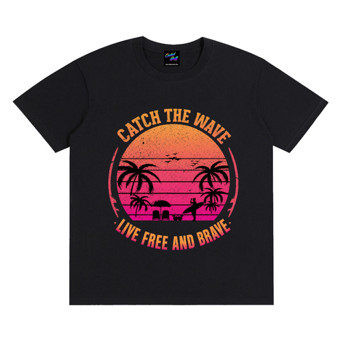 catch,wave,shirt,tshirt,surfing,tee,beach,sunset,surfer,gift,tropical,summer,graphic,surf,lifestyle,lover,plam,tree,ocean,vintage,adventure,free,spirit,holiday,coastal,vacation,coolest,stuff