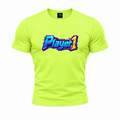 coolest,stuff,tshirt,shirt,tee,unisex,fashion,gift,bold,graphic,apparel,streetwear,casual,player,one,gamer,gaming,arcade,retro,neon,cyberpunk,digital,glitch,pixels,circuitry,technology,futuristic,typography,lettering,dimensional,beveled,outlined,gradient,cyan,magenta,yellow,geek,nostalgia,esports,console,green