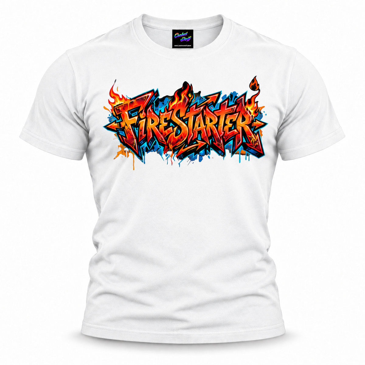 coolest,stuff,fire,starter,firestarter,vibrant,urban,tshirt,tee,streetwear,skater,shirt,rebellious,punk,hiphop,graphic,graffiti,gift,flame,firestarter,fire,festival,design,cool,colourful,clothing,bold,white