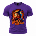 coolest,stuff,tshirt,shirt,tee,unisex,fashion,gift,bold,graphic,apparel,streetwear,casual,halloween,spooky,witch,lantern,pumpkins,magic,witchcraft,pentagram,forest,trees,branches,bats,night,glowing,orange,cloak,hat,roses,skull,gothic,horror,fantasy,autumn,october,typography,lettering,blackletter,illustration,purple