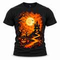 coolest,stuff,tshirt,shirt,tee,unisex,fashion,gift,graphic,apparel,streetwear,casual,clothing,outfit,trendy,halloween,haunted,house,pumpkins,spooky,eerie,gothic,horror,moon,bats,night,graveyard,tombstones,crosses,trees,branches,autumn,leaves,october,glowing,pathway,fence,clouds,silhouette,towers,foliage,illustration,seasonal,golden,black