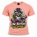 coolest,stuff,tshirt,shirt,tee,unisex,fashion,gift,bold,graphic,apparel,streetwear,casual,raccoon,battery,attitude,low,high,tired,exhausted,sarcasm,humor,rebellious,grumpy,caffeine,energy,drink,burnout,sassy,rude,sneakers,cap,denim,ripped,cartoon,graffiti,grunge,lightning,neon,novelty,pink