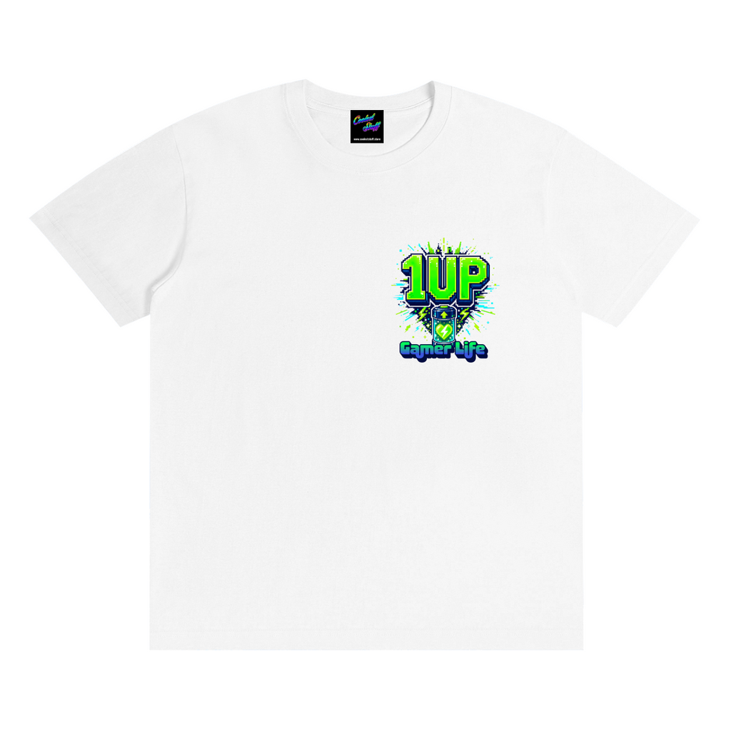 1up,gamer,shirt,tshirt,tee,outfit,casual,game,retro,arcade,pixel,art,video,gift,geek,graphic,conbention,streamer,esports,classic,cool,stuff,coolest