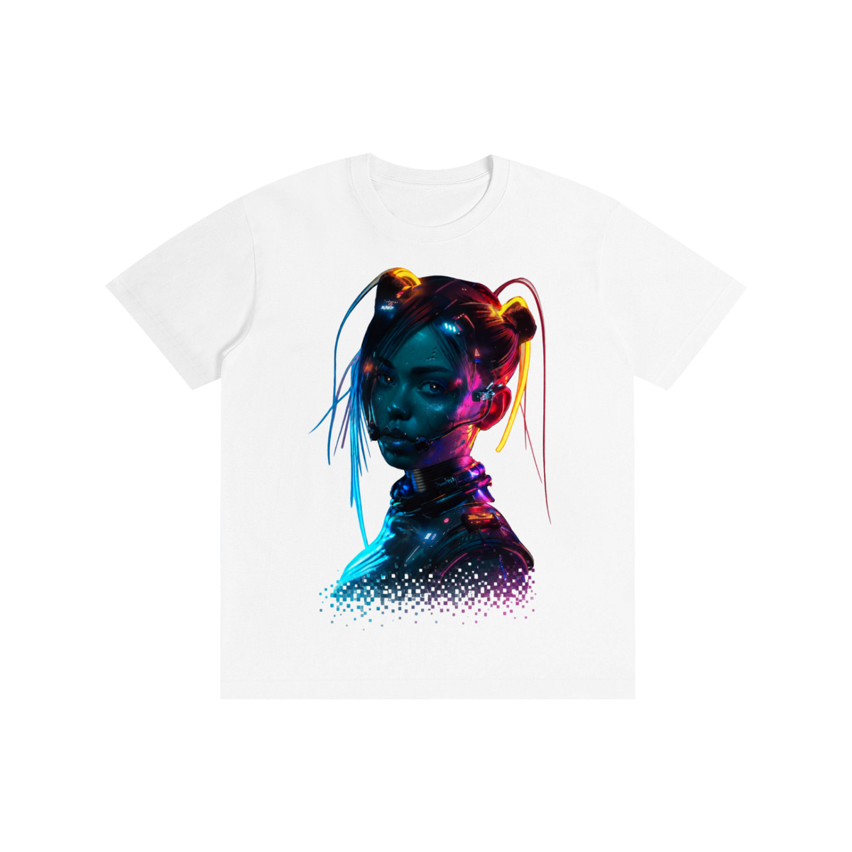 cyberpunk,cyber,girl,futuristic,scifi,neon,synthwave,retrowave,vaporwave,ai,art,android,female,robot,fashion,digital,streetwear,urban,aesthetic,edgy,modern,graphic,tshirt,tee,shirt,design,trendy,apparel,gamer,gaming,gift,anime,futiristic,dystopian,lights,techwear,blue,purple,colorful,holographic,vibrant,artwork,illustation,high,detail,present,clothing