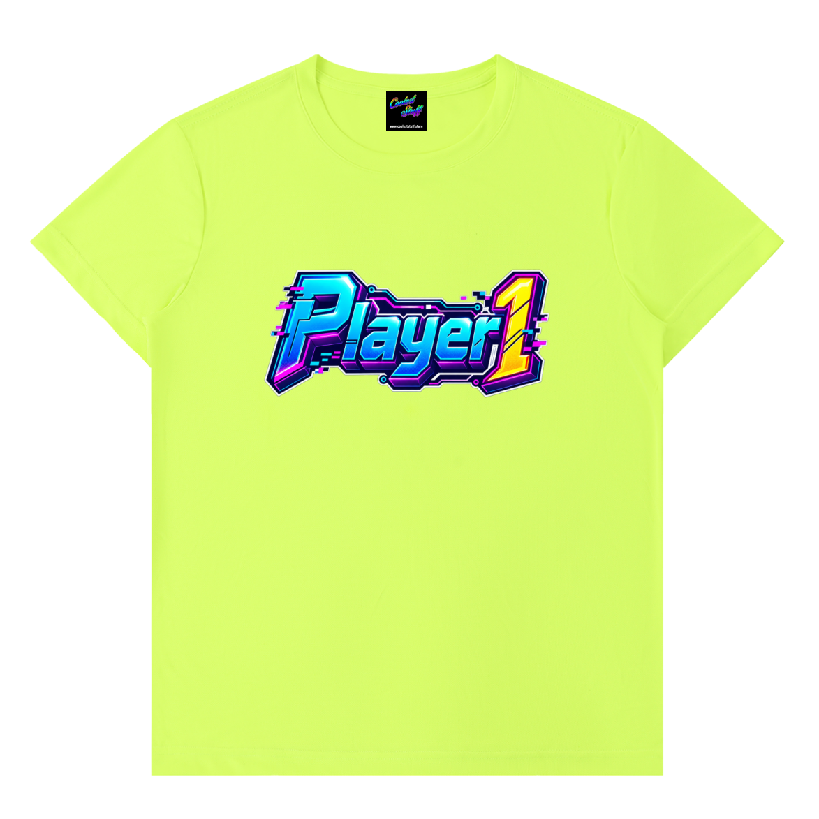 player,one,1,tshirt,shirt,gamer,game,retro,arcade,neon,vibrant,cyberpunk,clothing,esports,apparel,gift,gaming,lover,tee,futuristic,RGB,geek,streamer,unisex,cool,graphic