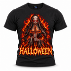 Halloween,tshirt,tee,spooky,undead,skeleton,vampire,shirt,holy,flames,scary,outfit,nun,horror,haunted,graphic,gothic,design,demonic,cross,creepy,black