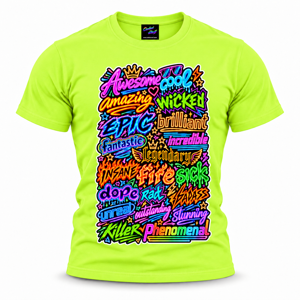 coolest,stuff,tshirt,shirt,tee,unisex,fashion,gift,bold,graphic,apparel,streetwear,casual,awesome,cool,amazing,wicked,epic,brilliant,fantastic,incredible,legendary,insane,fire,sick,dope,rad,badass,unreal,outstanding,stunning,killer,phenomenal,neon,graffiti,typography,collage,rainbow,glowing,lettering,slang,stars,crowns,flames,lightning,sunglasses,green