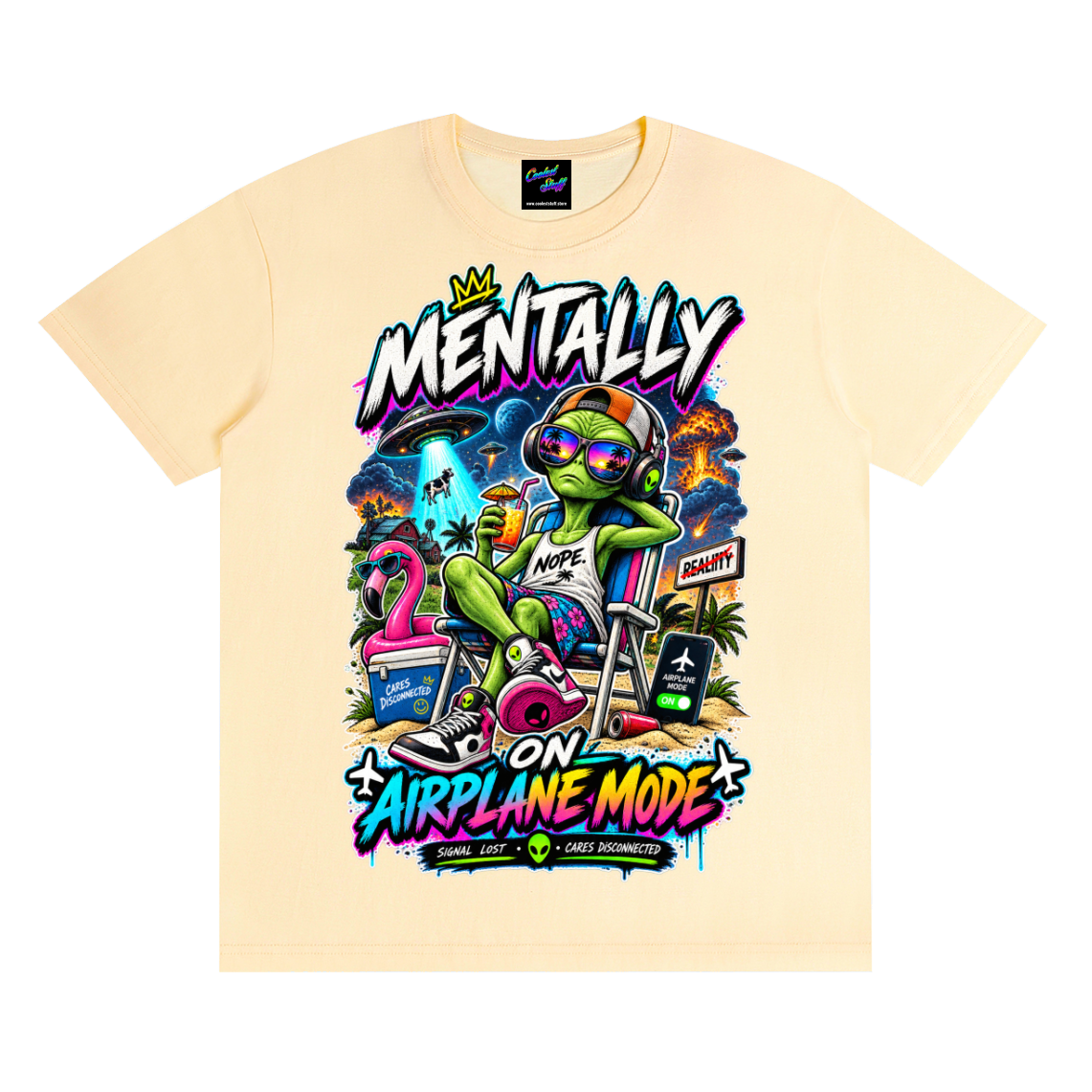 shirt,tshirt,tee,cool,cooleststuff,ufo,alien,mentally,airplane,mode,vibe,funny,graphic,design,trendy,fashion,vacation,extraterrestrial,sarcastic,gift,social,battery,reality,escape,retro,streetwear,neon,travel,gamer,summer,colourful