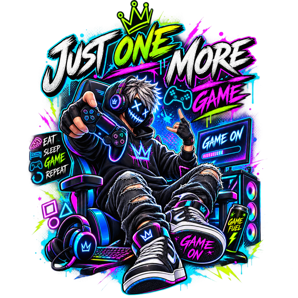 coolest,stuff,tshirt,shirt,tee,unisex,fashion,gift,graphic,apparel,streetwear,casual,clothing,outfit,trendy,gamer,gaming,repeat,controller,headphones,keyboard,computer,monitor,mask,hoodie,sneakers,crown,neon,graffiti,cyberpunk,esports,rgb,joystick,energy,lightning,cyan,magenta,typography,slogan,cartoon,illustration,geek,splatter,design