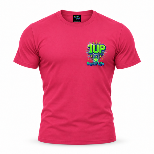1UP Gamer Life T-Shirt – Retro Arcade Gaming Graphic Tee, Pixel Video Game Gift for Gamers