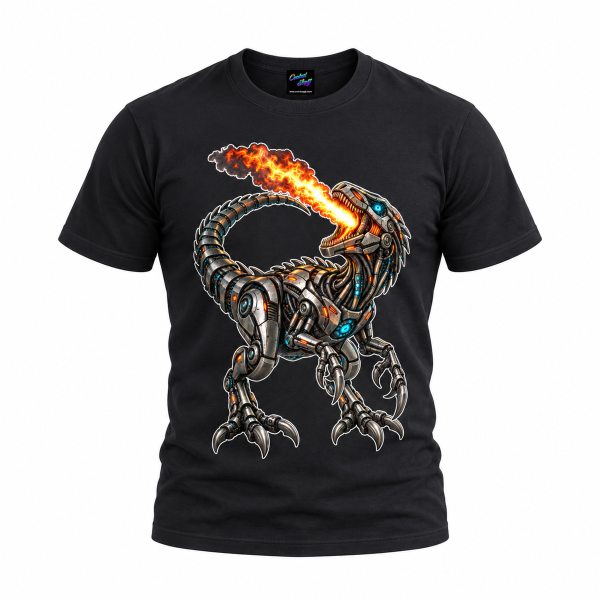 Robot Velociraptor T-Shirt – Cyber Dinosaur Graphic Tee