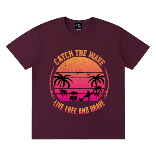 catch,wave,shirt,tshirt,surfing,tee,beach,sunset,surfer,gift,tropical,summer,graphic,surf,lifestyle,lover,plam,tree,ocean,vintage,adventure,free,spirit,holiday,coastal,vacation,coolest,stuff