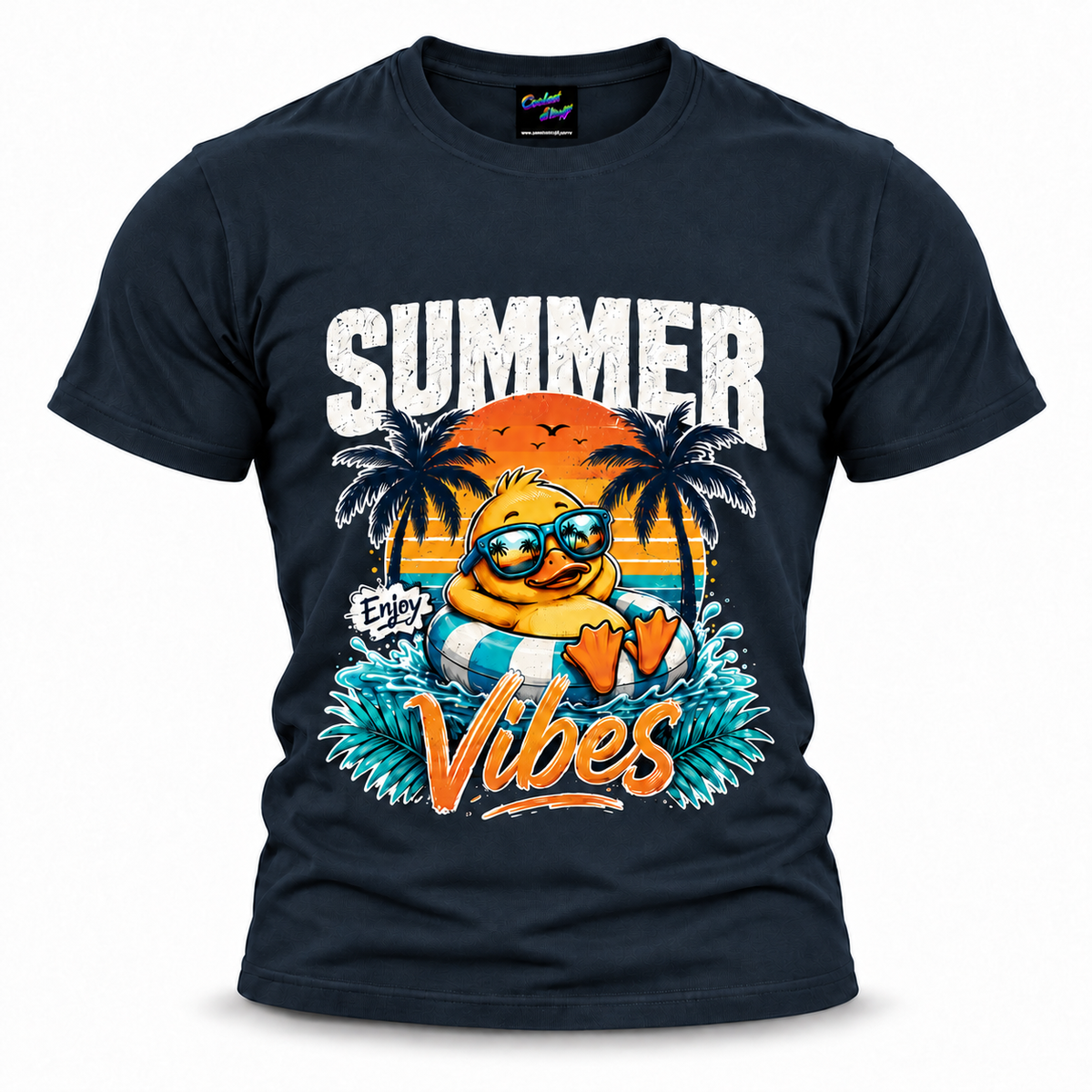 coolest,stuff,tshirt,shirt,tee,unisex,fashion,gift,bold,graphic,apparel,streetwear,casual,clothing,outfit,trendy,summer,vibes,palm,tropical,beach,ocean,sunset,vacation,paradise,island,coastal,holiday,retro,duck,duckling,enjoy,sunglasses,float,inflatable,swimming,pool,nostalgia,gradient,typography,script,stripes,horizon,relaxation,darkblue
