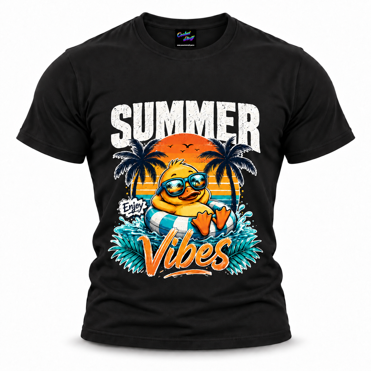 coolest,stuff,tshirt,shirt,tee,unisex,fashion,gift,bold,graphic,apparel,streetwear,casual,clothing,outfit,trendy,summer,vibes,palm,tropical,beach,ocean,sunset,vacation,paradise,island,coastal,holiday,retro,duck,duckling,enjoy,sunglasses,float,inflatable,swimming,pool,nostalgia,gradient,typography,script,stripes,horizon,relaxation,black