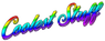 The text 'Coolest Stuff' is written in a stylized cursive font with a rainbow gradient fill and a dark purple shadow effect, set against a plain white background.