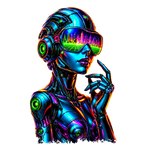 Neon Cyber Girl Android T-Shirt – Futuristic Robot Graphic Tee