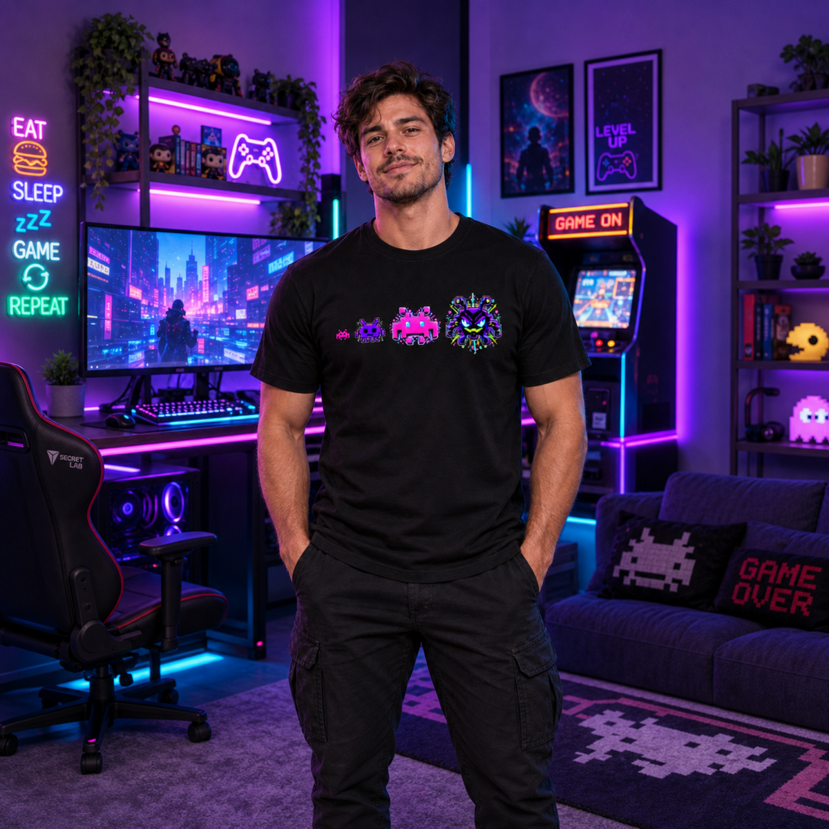 Space Invader Alien Evolution T-Shirt – Retro Arcade Gamer Tee