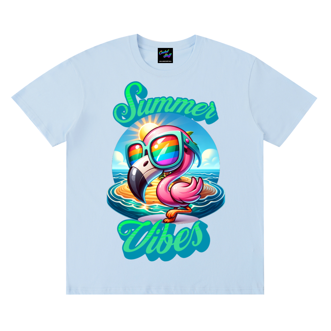 summer,vibes,coolest,stuff,tshit,shirt,tee,flamingo,tropical,beach,holiday,vacation,rainbow,sunglasses,cute,pink,island,life,sunshine,ocean,lover,gift,cruise,party,funny,graphic,colourful,aesthetic,coastal,paradise,apparel