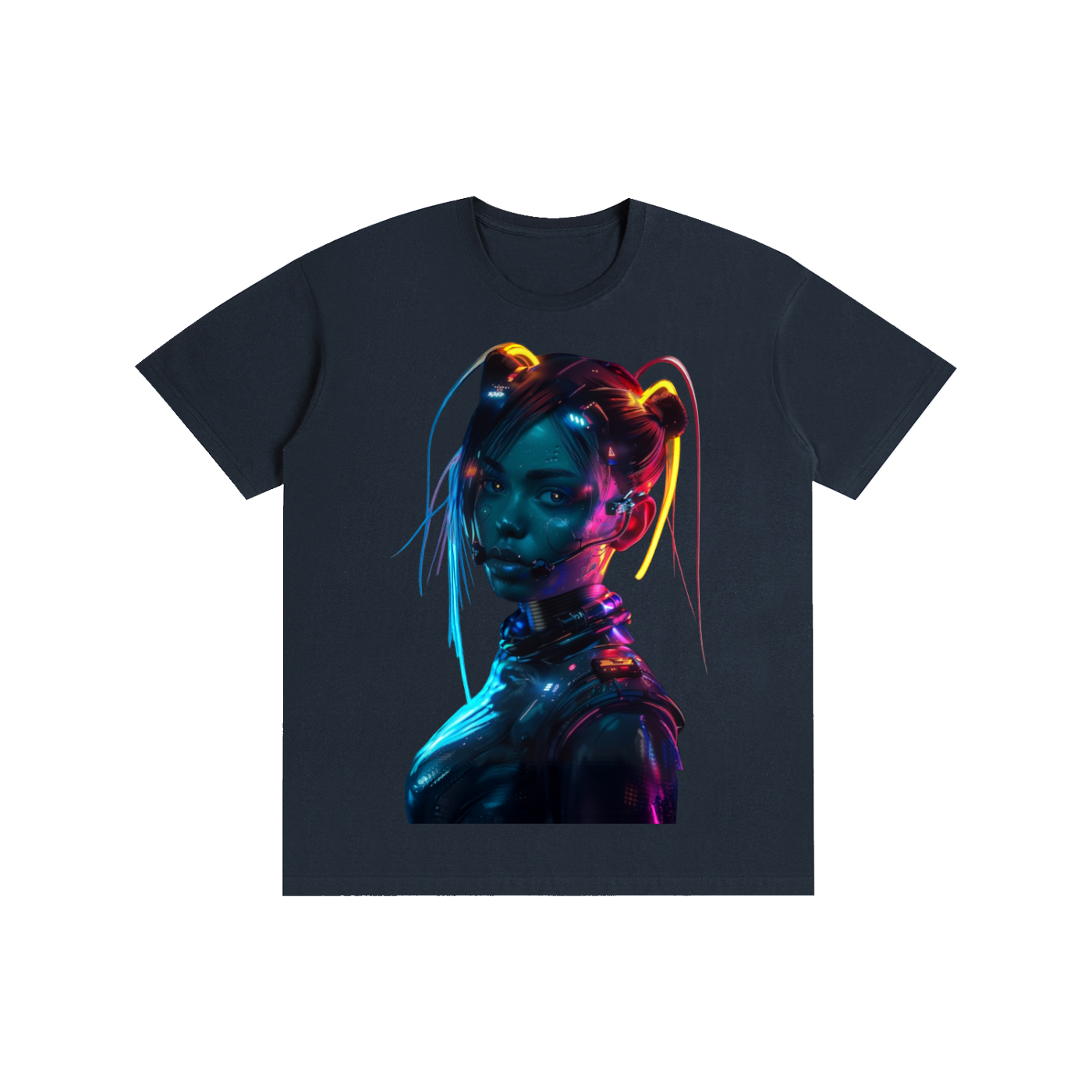 cyberpunk,cyber,girl,futuristic,scifi,neon,synthwave,retrowave,vaporwave,ai,art,android,female,robot,fashion,digital,streetwear,urban,aesthetic,edgy,modern,graphic,tshirt,tee,shirt,design,trendy,apparel,gamer,gaming,gift,anime,futiristic,dystopian,lights,techwear,blue,purple,colorful,holographic,vibrant,artwork,illustation,high,detail,present,clothing