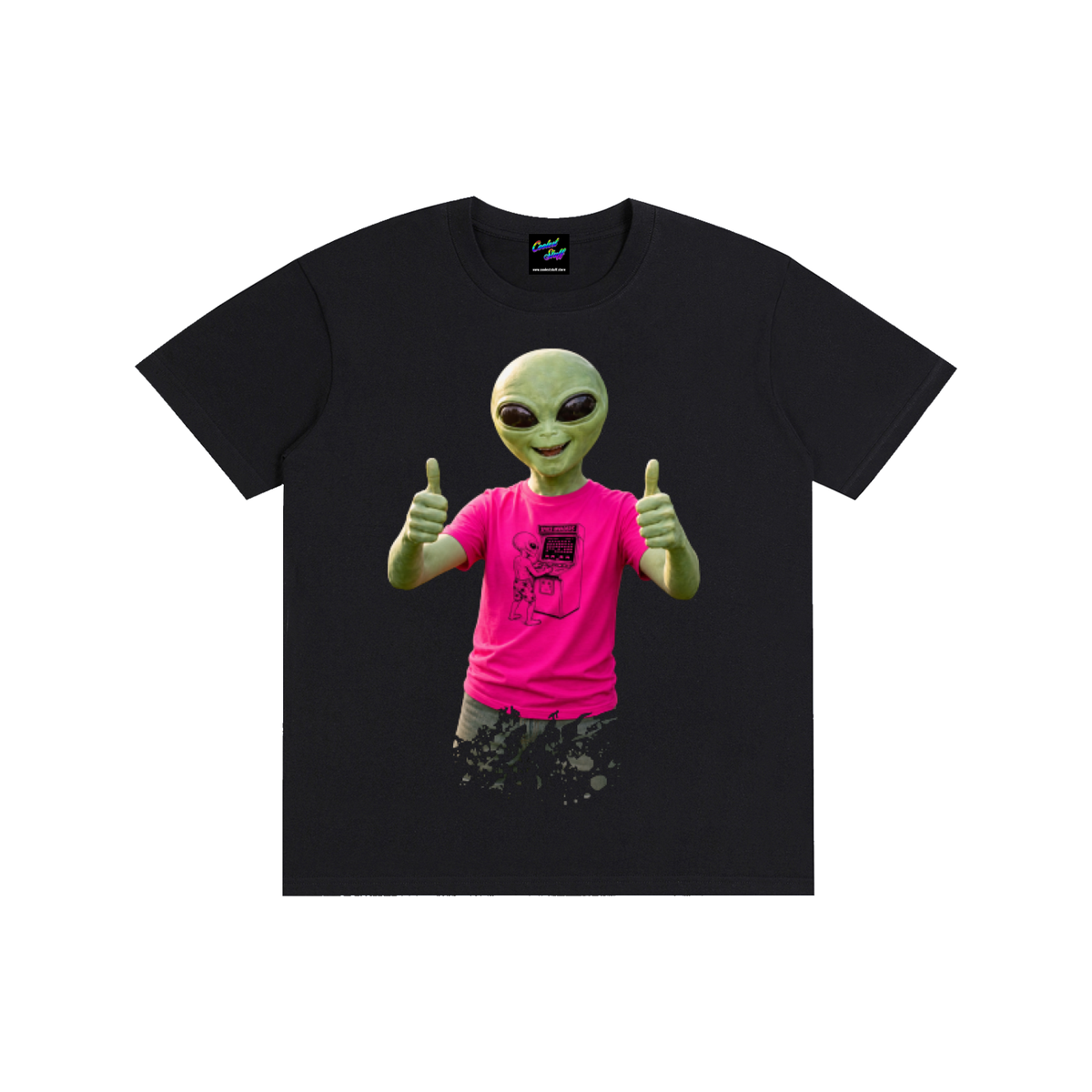 alien,tshirt,funny,shirt,UFO,extraterrestrial,tee,scifi,gamer,thumbsup,space,gift,paranormal,clothing,neon,unique,geek,fashion,nerdy,cool,streetwear,cooles,stuff,game,invader
