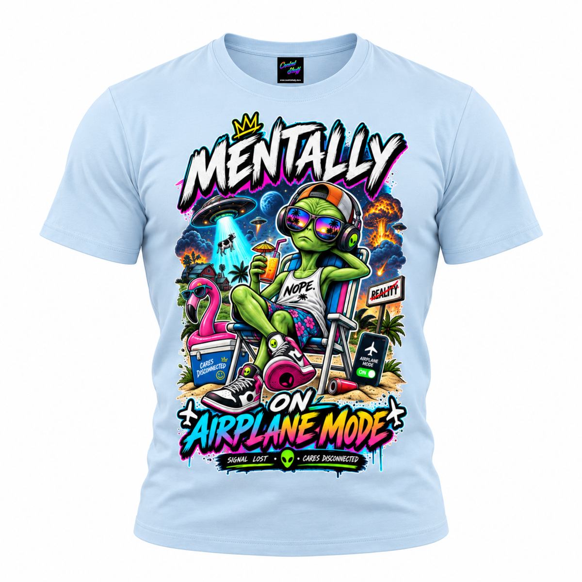 Mentally on Airplane Mode Alien T-Shirt – Funny Introvert Vacation Graphic Tee