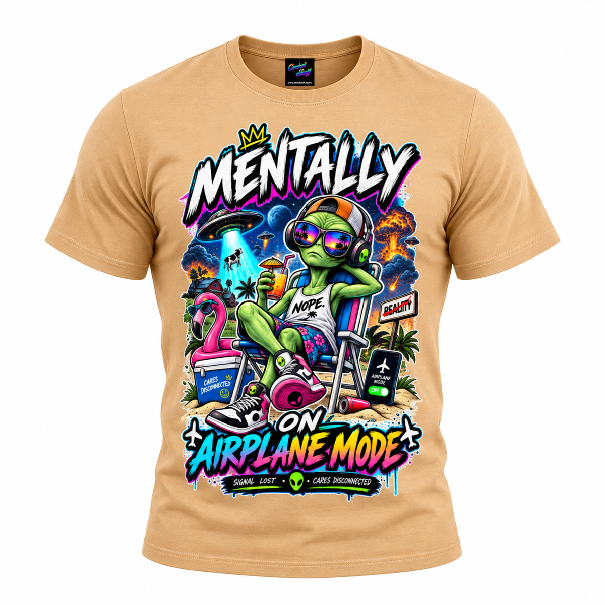 Mentally on Airplane Mode Alien T-Shirt – Funny Introvert Vacation Graphic Tee