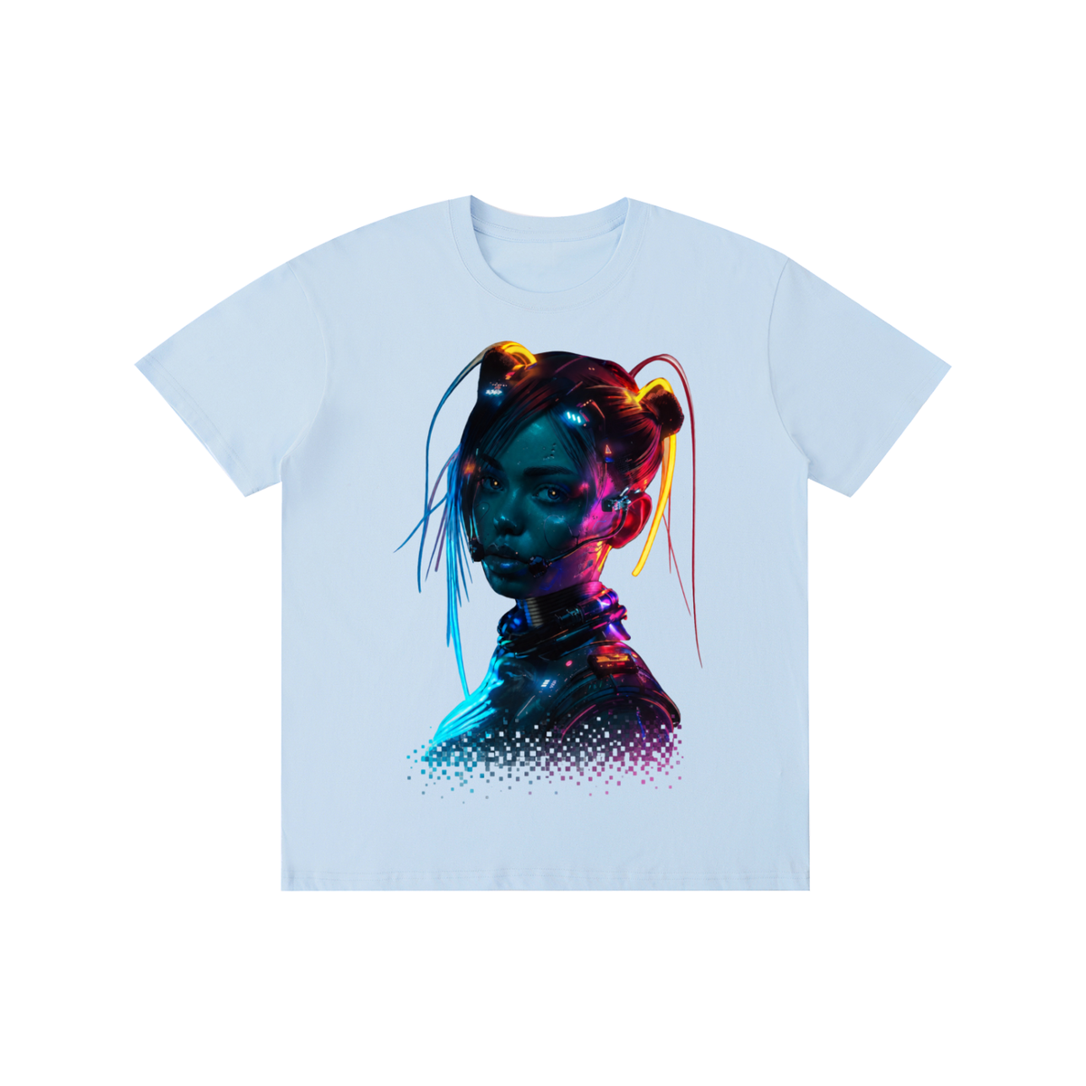 cyberpunk,cyber,girl,futuristic,scifi,neon,synthwave,retrowave,vaporwave,ai,art,android,female,robot,fashion,digital,streetwear,urban,aesthetic,edgy,modern,graphic,tshirt,tee,shirt,design,trendy,apparel,gamer,gaming,gift,anime,futiristic,dystopian,lights,techwear,blue,purple,colorful,holographic,vibrant,artwork,illustation,high,detail,present,clothing
