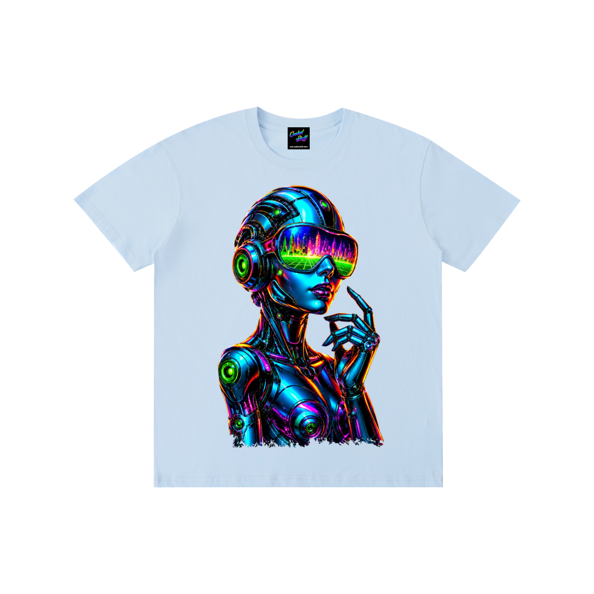 neon,cyber,futuristic,future,graphic,design,colourful,vibrant,bold,fashion,robot,game,women,unisex,tshirt,shirt,tee,coolest,stuff