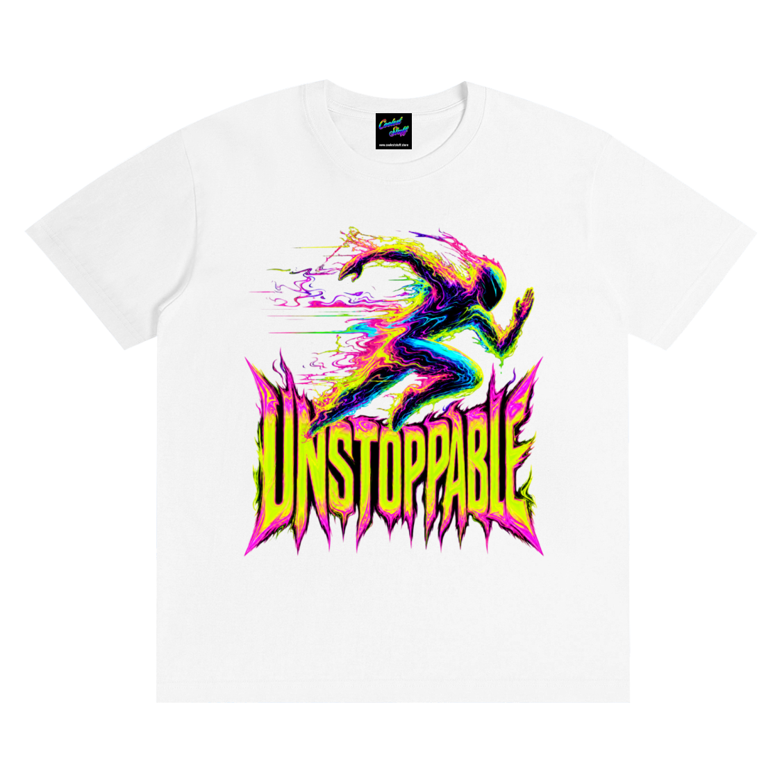 unstoppable,tshirt,shirt,runner,running,graphic,tee,fitness,motivation,acid,blur,design,psychedelic,sports,gym,workout,athletic,streetwear,motivational,gift,marathon,sprinting,athlete,neon,cloting,cyberpunk,colourful,never,give,up,mindset