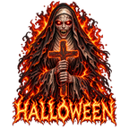 Halloween,tshirt,tee,spooky,undead,skeleton,vampire,shirt,holy,flames,scary,outfit,nun,horror,haunted,graphic,gothic,design,demonic,cross,creepy,