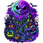 coolest,stuff,tshirt,shirt,tee,unisex,fashion,gift,bold,graphic,apparel,streetwear,casual,halloween,haunted,village,skull,moon,pumpkins,bats,ghost,hooded,ghoul,horror,gothic,spooky,creepy,supernatural,night,neon,cyan,glowing,clouds,smoke,stairs,trees,claws,fantasy,october,autumn,illustration,design