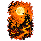 coolest,stuff,tshirt,shirt,tee,unisex,fashion,gift,graphic,apparel,streetwear,casual,clothing,outfit,trendy,halloween,haunted,house,pumpkins,spooky,eerie,gothic,horror,moon,bats,night,graveyard,tombstones,crosses,trees,branches,autumn,leaves,october,glowing,pathway,fence,clouds,silhouette,towers,foliage,illustration,seasonal,golden,design