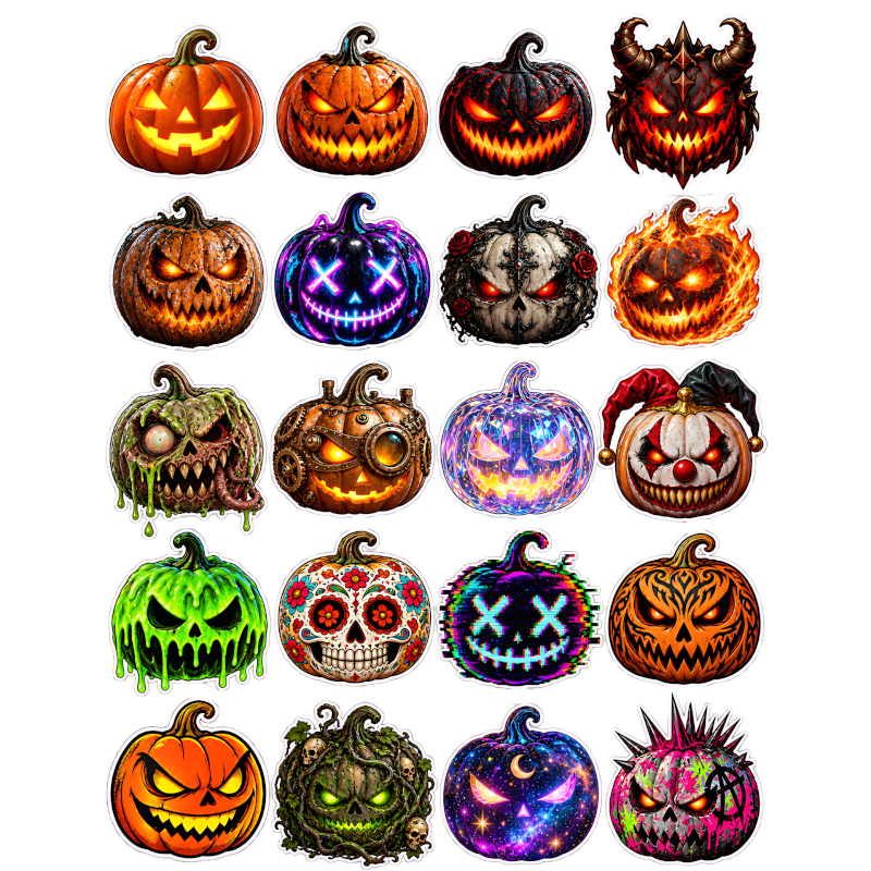Spooky Pumpkin Faces T-Shirt – Halloween Jack-O’-Lantern Graphic Tee