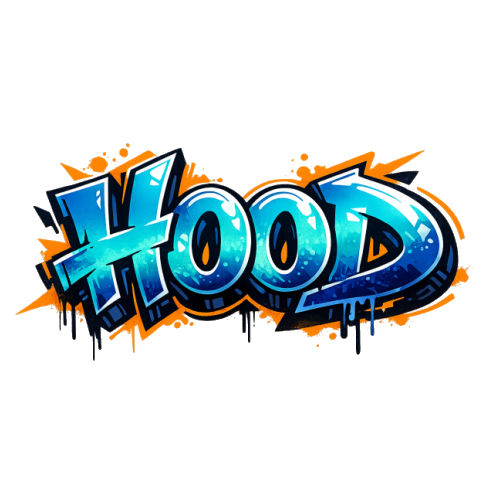 HOOD Graffiti T-Shirt – Bold Urban Streetwear Graphic Tee