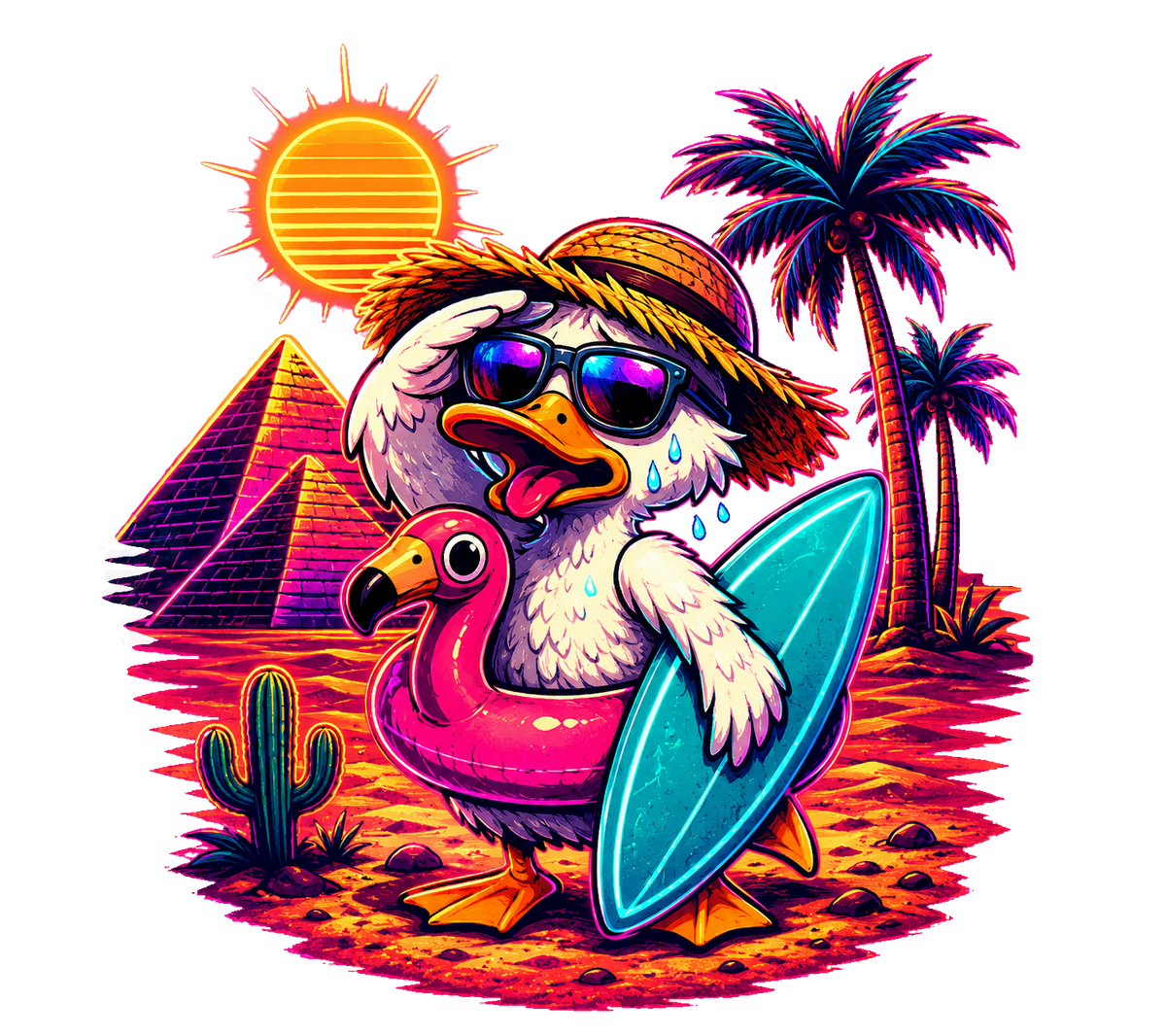 Duck Lost vibrant neon T-shirt | Funny Stylish Graphic Design TEE
