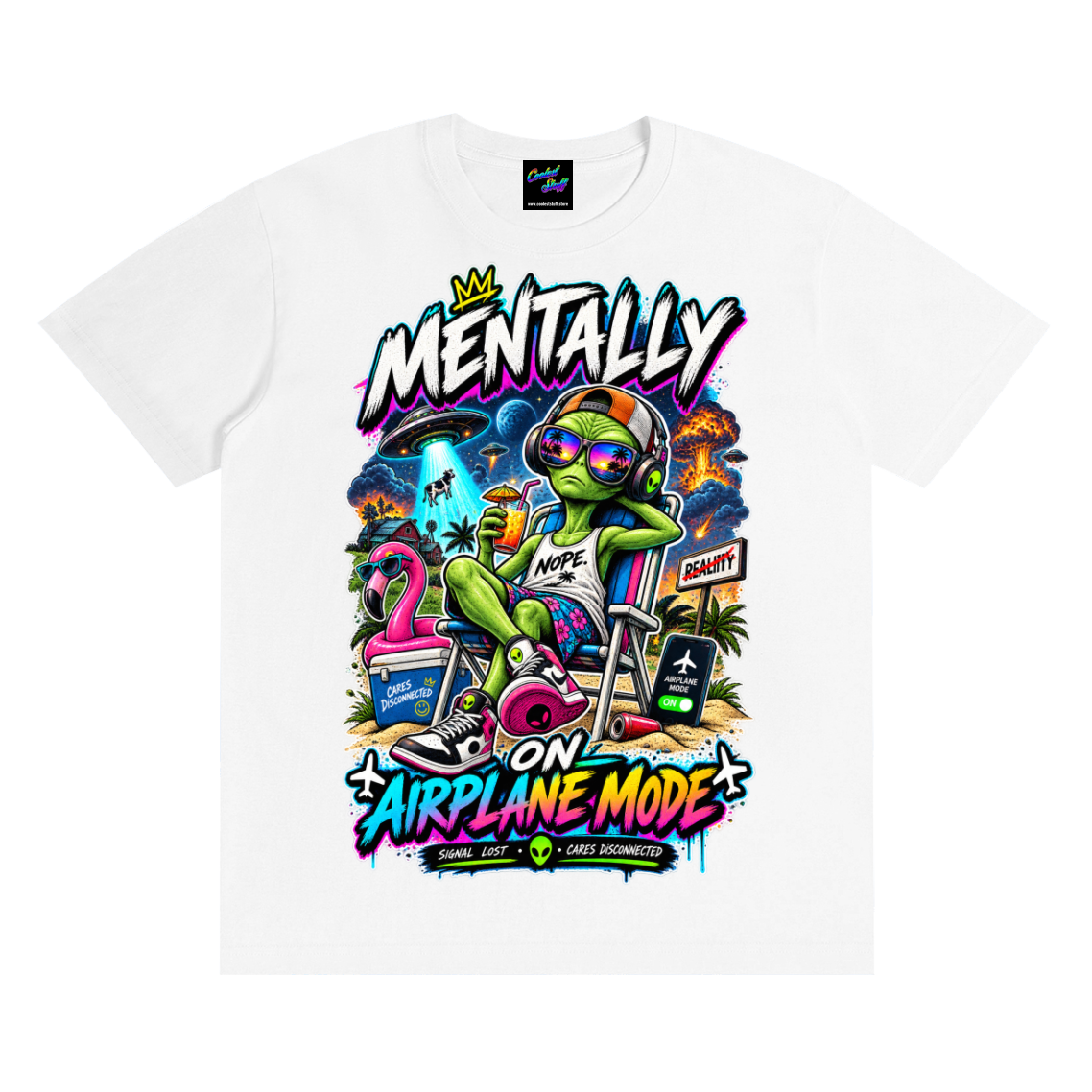 shirt,tshirt,tee,cool,cooleststuff,ufo,alien,mentally,airplane,mode,vibe,funny,graphic,design,trendy,fashion,vacation,extraterrestrial,sarcastic,gift,social,battery,reality,escape,retro,streetwear,neon,travel,gamer,summer,colourful