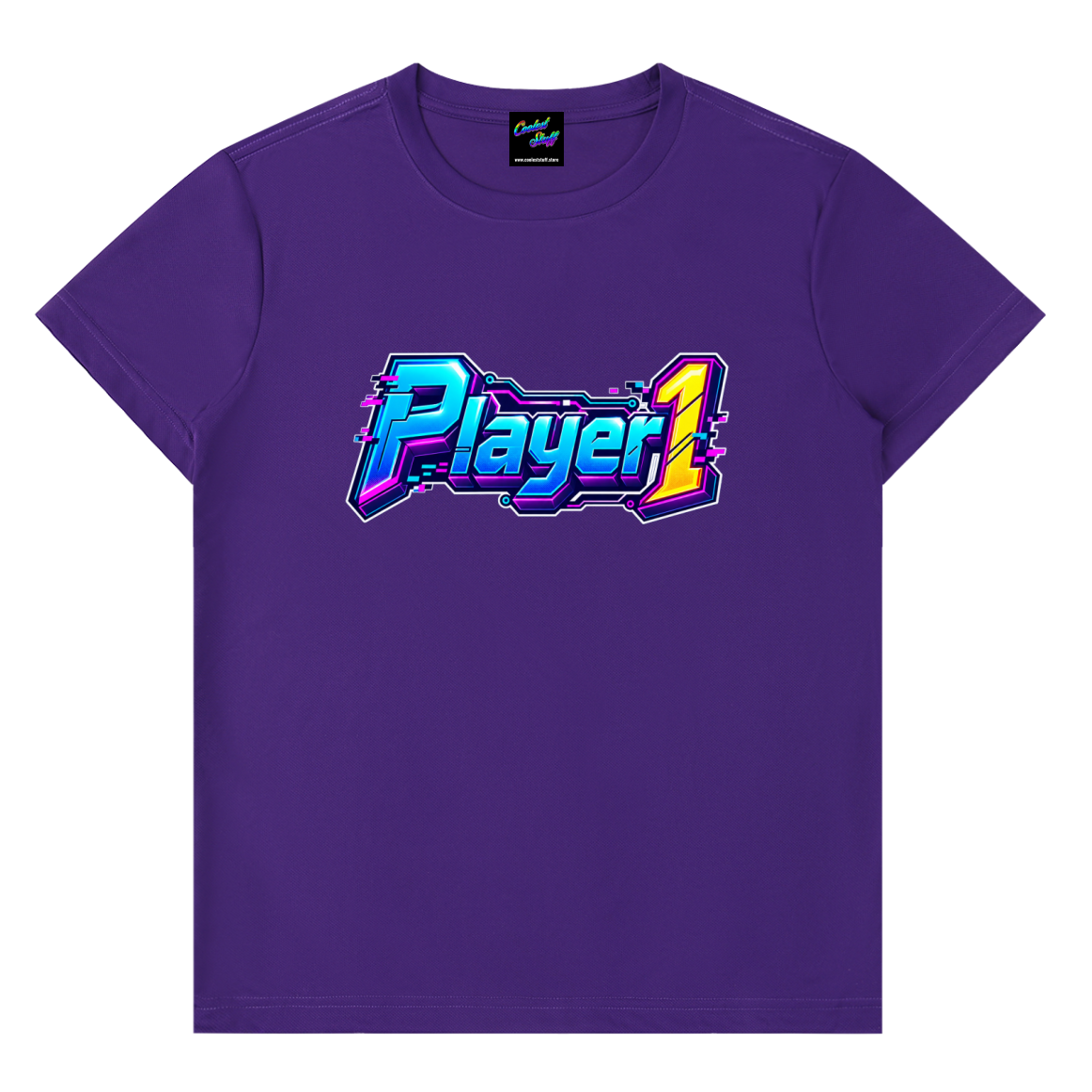 player,one,1,tshirt,shirt,gamer,game,retro,arcade,neon,vibrant,cyberpunk,clothing,esports,apparel,gift,gaming,lover,tee,futuristic,RGB,geek,streamer,unisex,cool,graphic