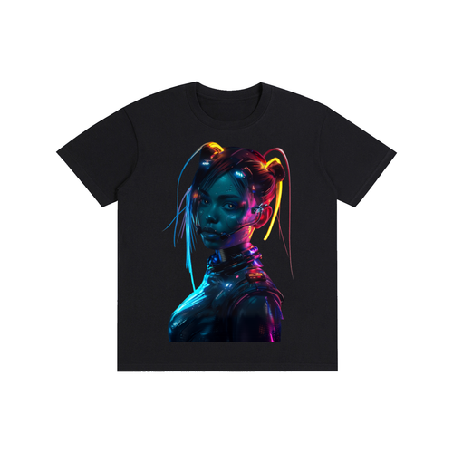 cyberpunk,cyber,girl,futuristic,scifi,neon,synthwave,retrowave,vaporwave,ai,art,android,female,robot,fashion,digital,streetwear,urban,aesthetic,edgy,modern,graphic,tshirt,tee,shirt,design,trendy,apparel,gamer,gaming,gift,anime,futiristic,dystopian,lights,techwear,blue,purple,colorful,holographic,vibrant,artwork,illustation,high,detail,present,clothing
