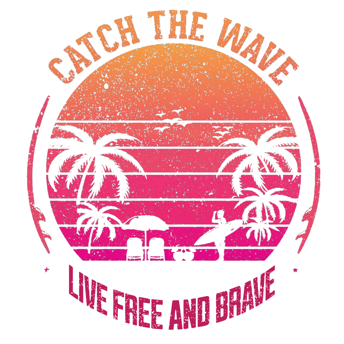 Catch the Wave T-Shirt – Retro Surfing Beach Sunset Tee, Tropical Summer Gift for Surfers