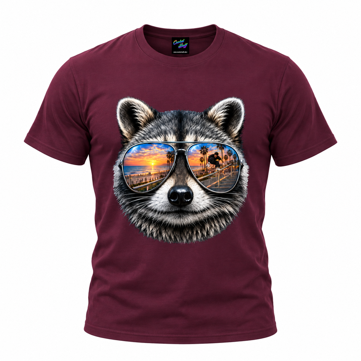 Raccoon Sunglasses T-Shirt – Sunset Skater Graphic Tee