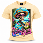 coolest,stuff,tshirt,shirt,tee,unisex,fashion,gift,bold,graphic,apparel,streetwear,casual,clothing,trendy,skeleton,skull,summer,beach,tropical,vacation,sun,sunglasses,coconut,drink,straw,hat,hawaiian,hibiscus,floral,palms,ocean,sand,island,paradise,relaxation,retro,vintage,colorful,turquoise,humor,holiday,coastal,cartoon,illustration,typography,apricot