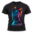 coolest,stuff,tshirt,shirt,tee,unisex,fashion,gift,graphic,apparel,streetwear,casual,clothing,outfit,trendy,cyberpunk,cyborg,android,neon,futuristic,scifi,technology,robotics,cybernetic,digital,portrait,woman,headset,circuitry,wires,pixels,glitch,dissolve,cyan,glowing,metallic,industrial,dystopian,transhumanism,illustration,graphic,black
