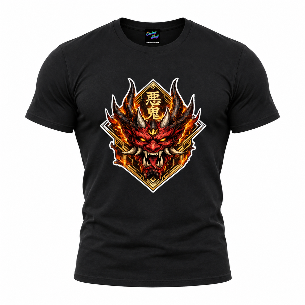 Japanese Oni Demon Mask T-Shirt – Fire Samurai Graphic Tee