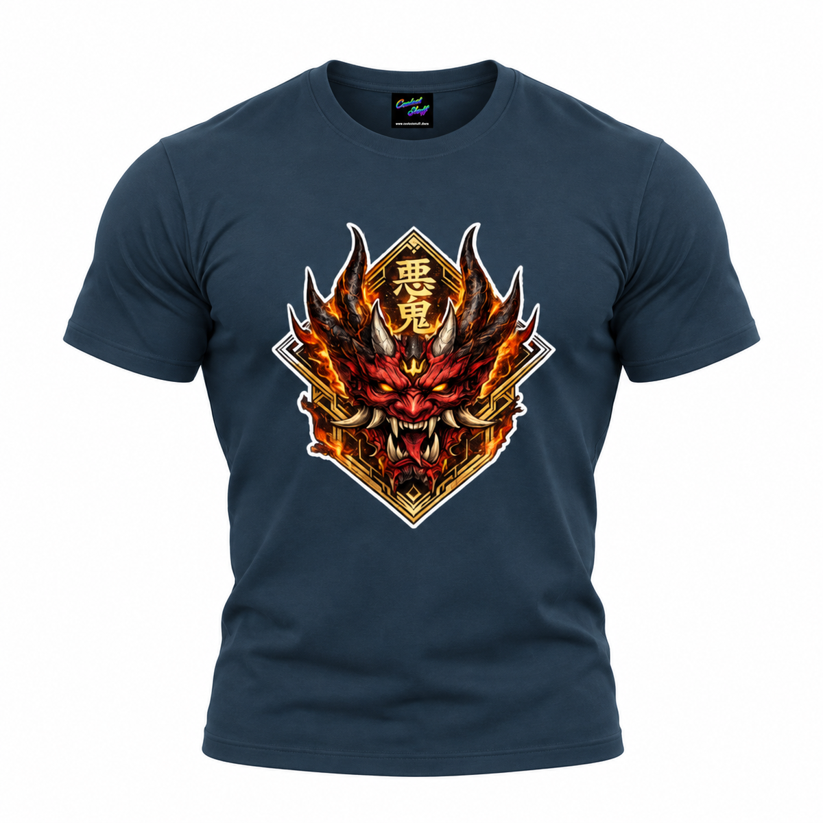 Japanese Oni Demon Mask T-Shirt – Fire Samurai Graphic Tee