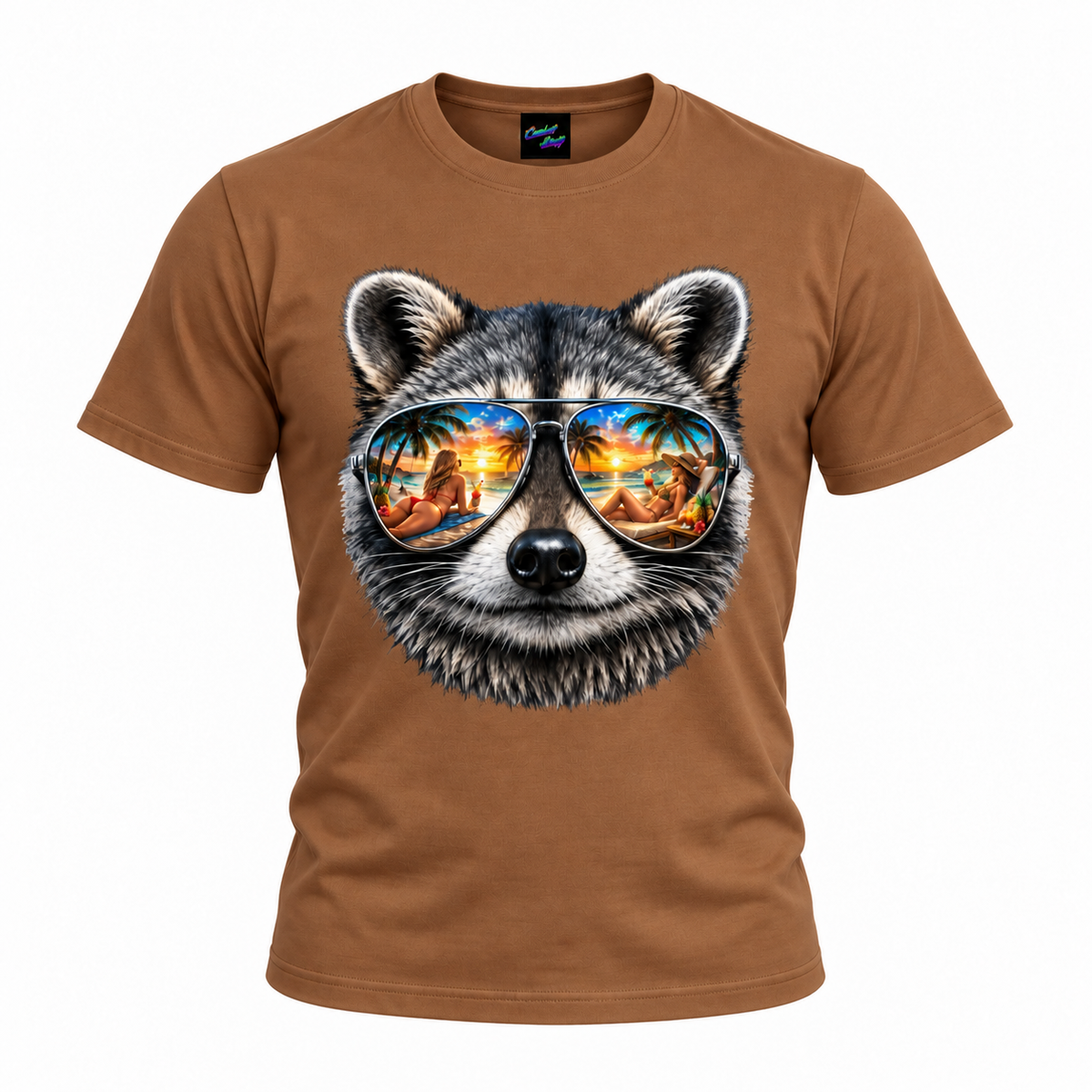 Tropical Raccoon Beach Sunglasses T-Shirt | Funny Summer Vacation Graphic Tee