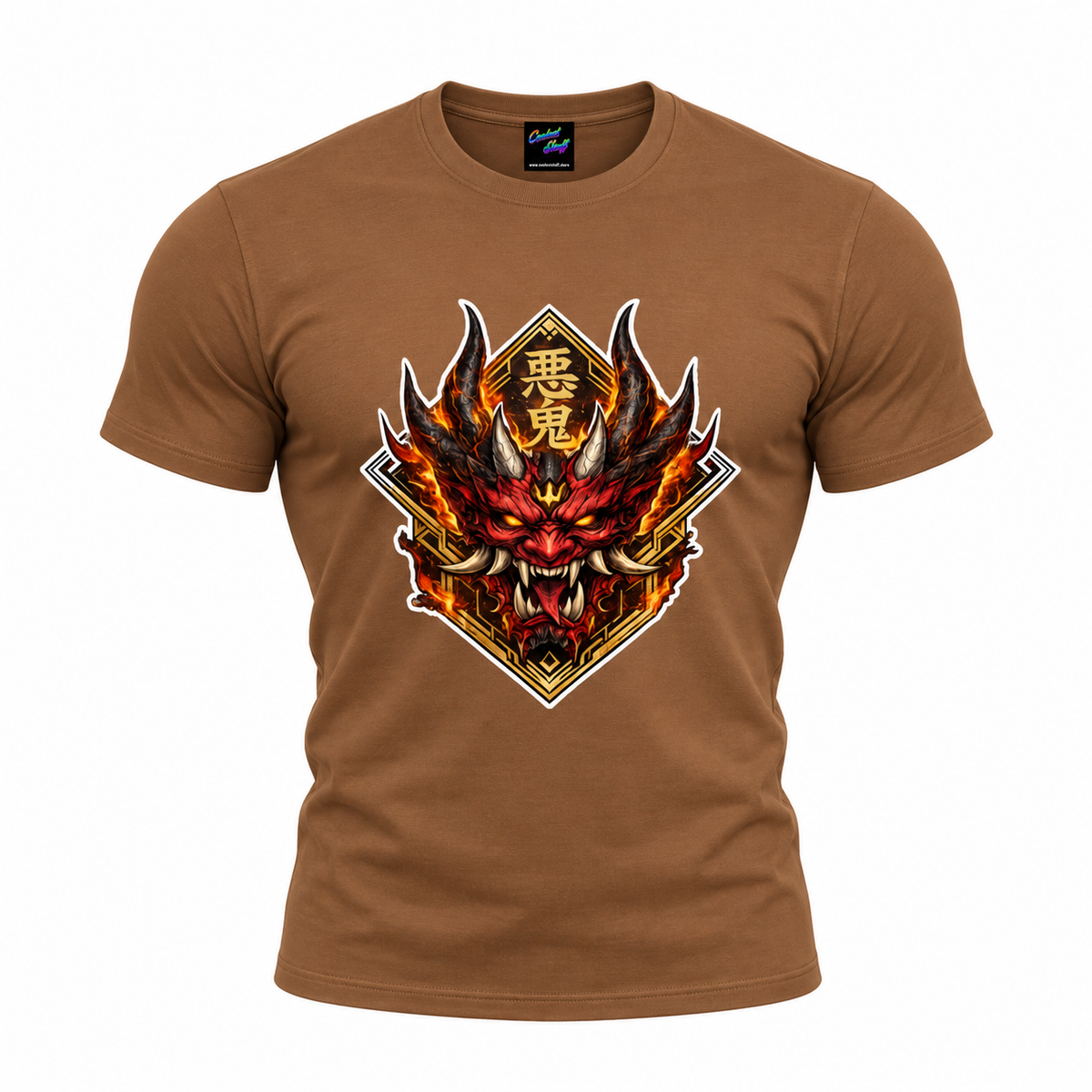 Japanese Oni Demon Mask T-Shirt – Fire Samurai Graphic Tee