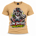 coolest,stuff,tshirt,shirt,tee,unisex,fashion,gift,bold,graphic,apparel,streetwear,casual,raccoon,battery,attitude,low,high,tired,exhausted,sarcasm,humor,rebellious,grumpy,caffeine,energy,drink,burnout,sassy,rude,sneakers,cap,denim,ripped,cartoon,graffiti,grunge,lightning,neon,novelty,khaki