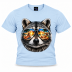 coolest,stuff,tshirt,shirt,tee,unisex,fashion,gift,graphic,apparel,streetwear,casual,clothing,outfit,trendy,raccoon,sunglasses,aviator,mirrored,reflection,beach,sunset,tropical,palms,ocean,summer,vacation,paradise,island,coastal,relaxation,cocktails,pineapple,bikini,sunbathing,women,sand,animal,wildlife,portrait,realistic,detailed,cool,playful,blue